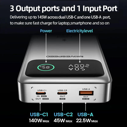 MOVESPEED M25Pro 140W Power Bank 25000mAh Type C Fast Charge Portable External Battery 100W PowerBank for iPhone MacBook Laptop